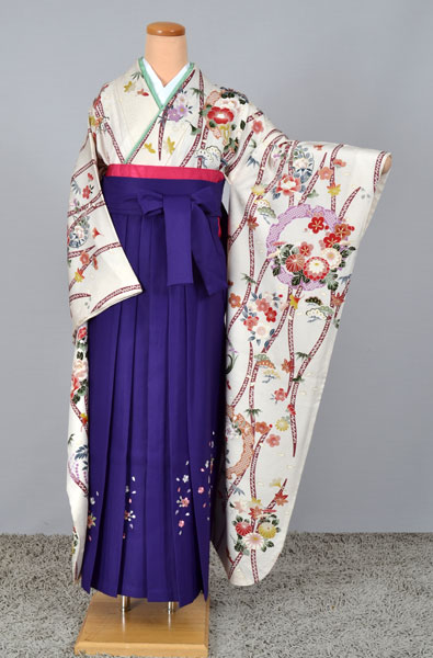 卒業袴（白・花）