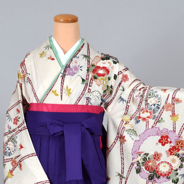 卒業袴（白・花）