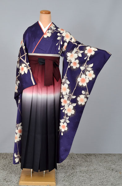 卒業袴(朱赤・大輪の花）