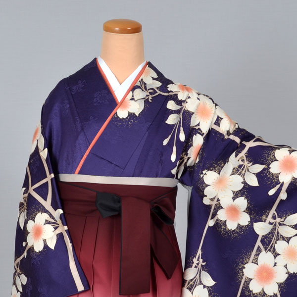 卒業袴(朱赤・大輪の花）