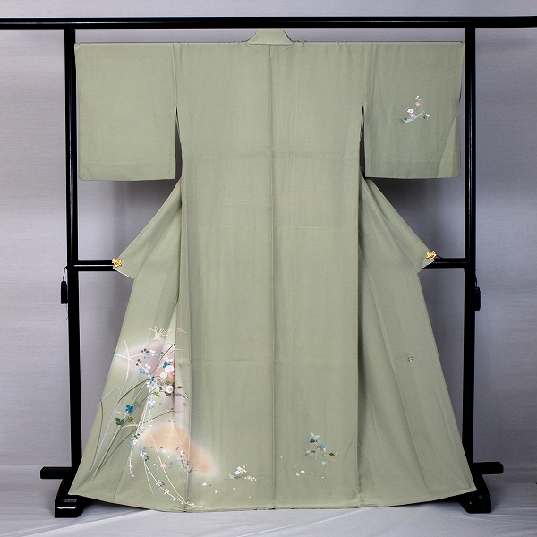 ひとえ_訪問着_抹茶・秋草花