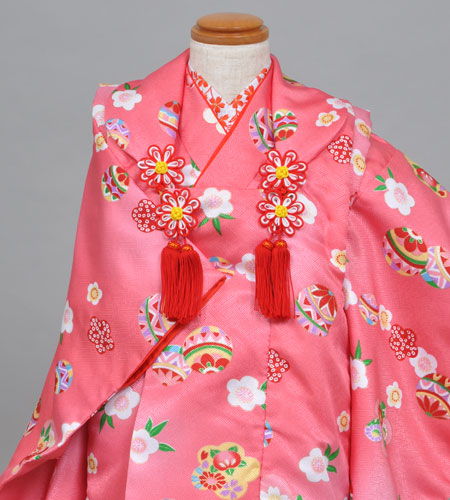 三歳被布セット(ピンク地・花、てまり)