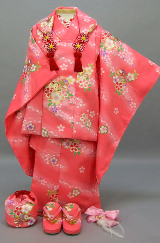 三歳被布セット(ピンク地・つづみ、桜)