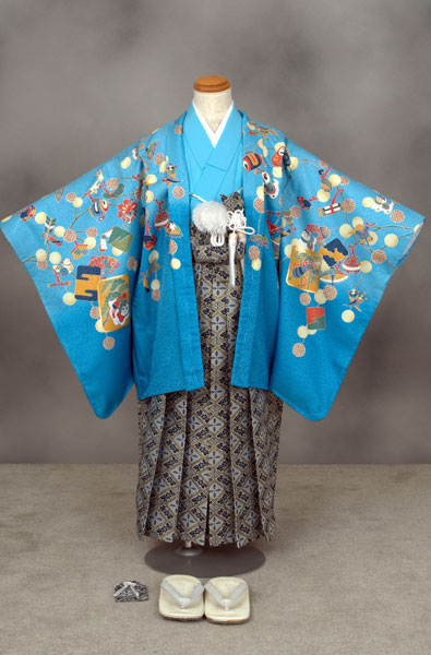 五歳祝着セット(群青色地・宝ずくし)【Sサイズ】