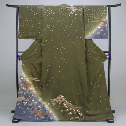 訪問着［さわやかな黄緑と桜］