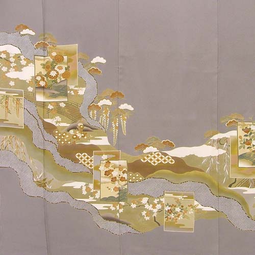 色留袖(グレー地・吉祥模様)
