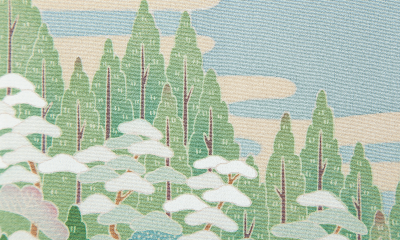 色留袖(淡い水色地・京の名所風景)