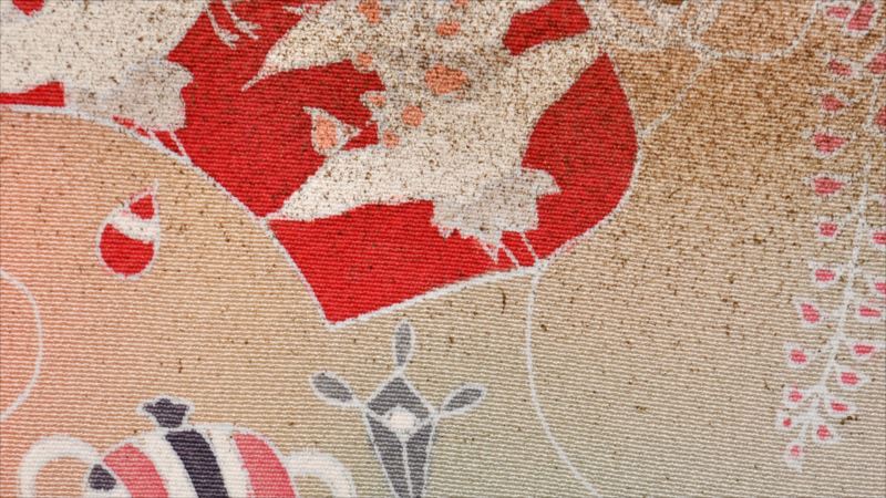 単衣訪問着[鮮やかなオレンジ地・花木]