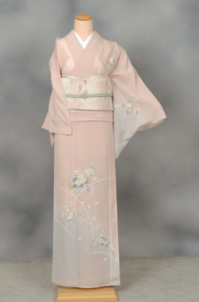 夏物_訪問着(ベビーピンクにグレーボカシ地・秋の草花)