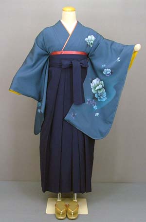 中振袖(グレーブルー・花)
