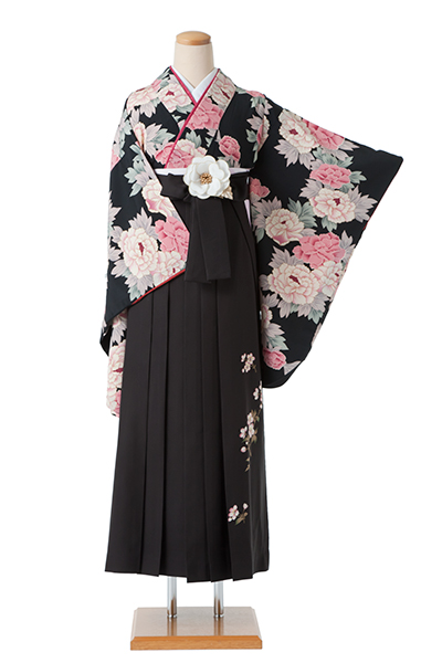 卒業袴(黒・ぼたん)
