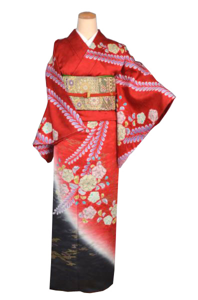 訪問着(赤・辻が花)