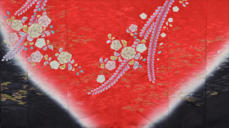 訪問着(赤・辻が花)