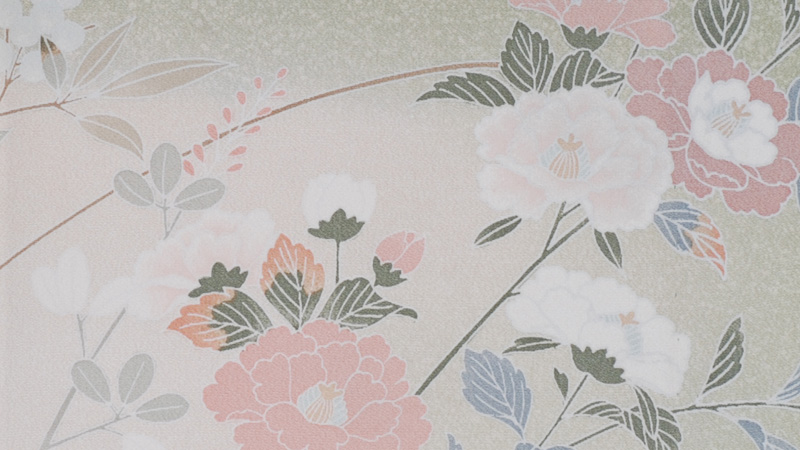 単衣訪問着［若草色地の花模様］