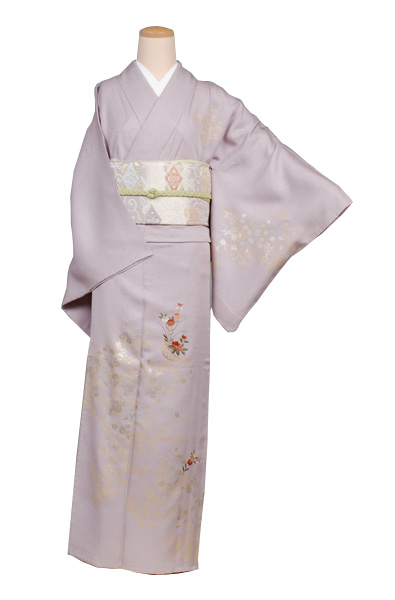 単衣訪問着［薄紫色地の萩模様］