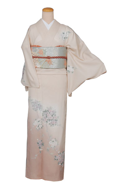 絽縮緬訪問着(ベージュ・花)