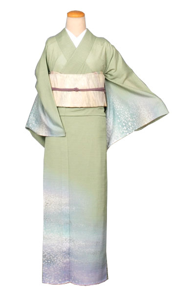 絽縮緬付け下げ(抹茶・水玉)