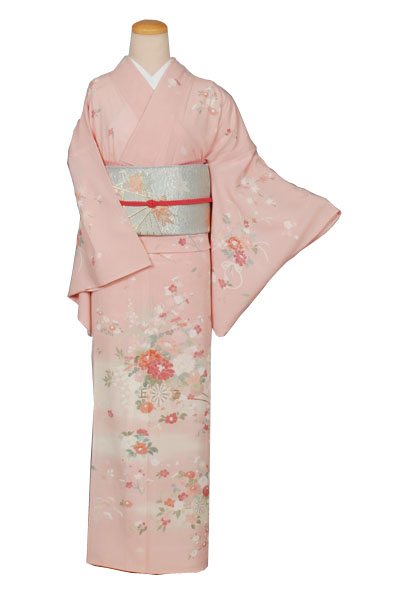 絽訪問着(ピンク・花車)