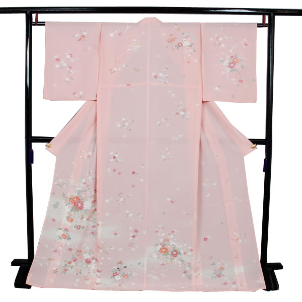 絽訪問着(ピンク・花車)