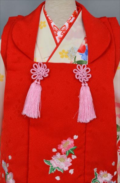 三歳祝着【クリーム時に桜・橘・菊・梅・竹】