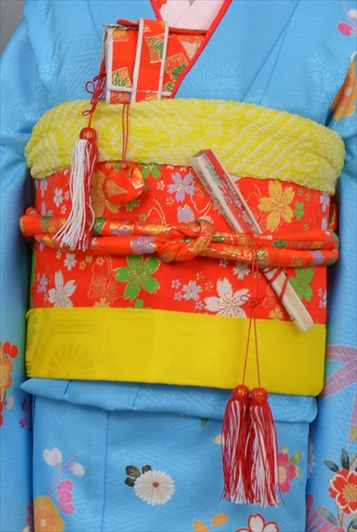 七歳祝着【水色地に百花繚乱】