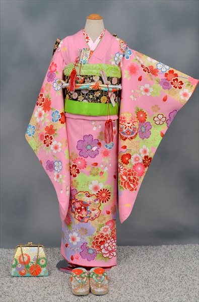 七歳祝着【ピンク地に枝垂れ桜】