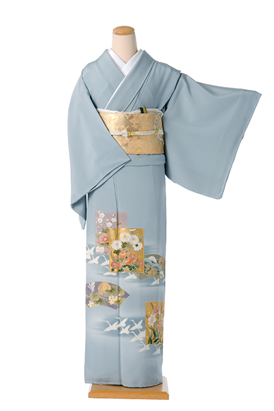 色留袖［品格を感じさせる四季草花と光琳鶴］