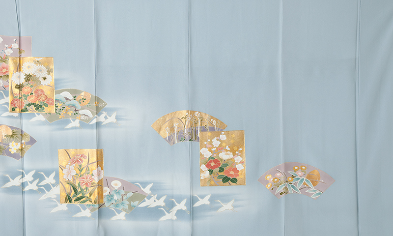 色留袖［品格を感じさせる四季草花と光琳鶴］
