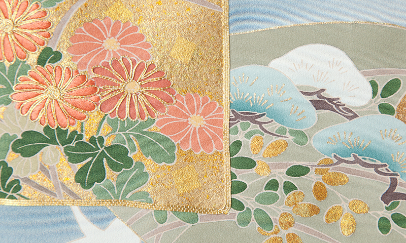 色留袖［品格を感じさせる四季草花と光琳鶴］