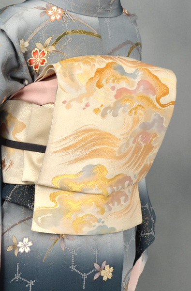 小紋(灰色×袋帯)