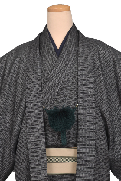 紬アンサンブル(泥茶絣)
