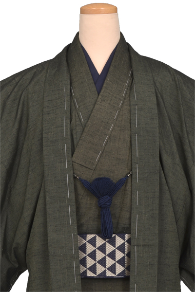 紬アンサンブル(深緑無地)