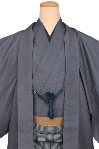 紬・袴付き(グレー無地・グレー縞袴)