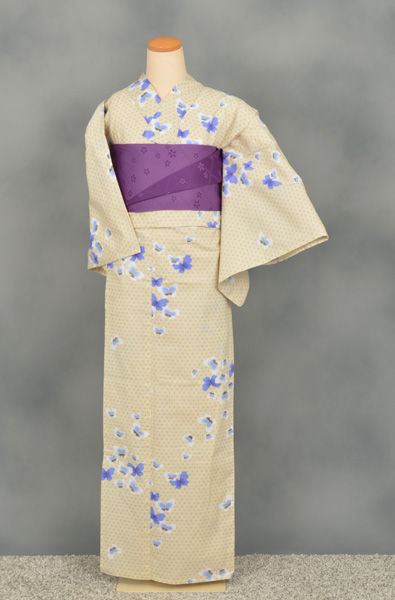 浴衣(生成りに麻の葉模様)